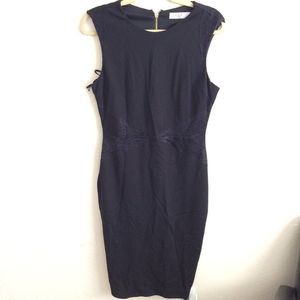 Ali & Jay Long Black Lace Trimmed Ponte Dress L